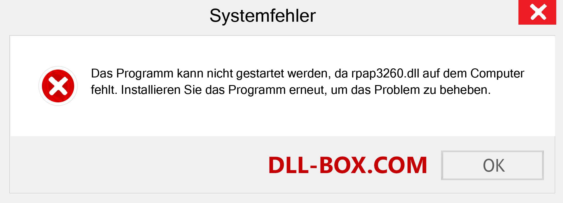 rpap3260.dll-Datei fehlt?. Download für Windows 7, 8, 10 - Fix rpap3260 dll Missing Error unter Windows, Fotos, Bildern