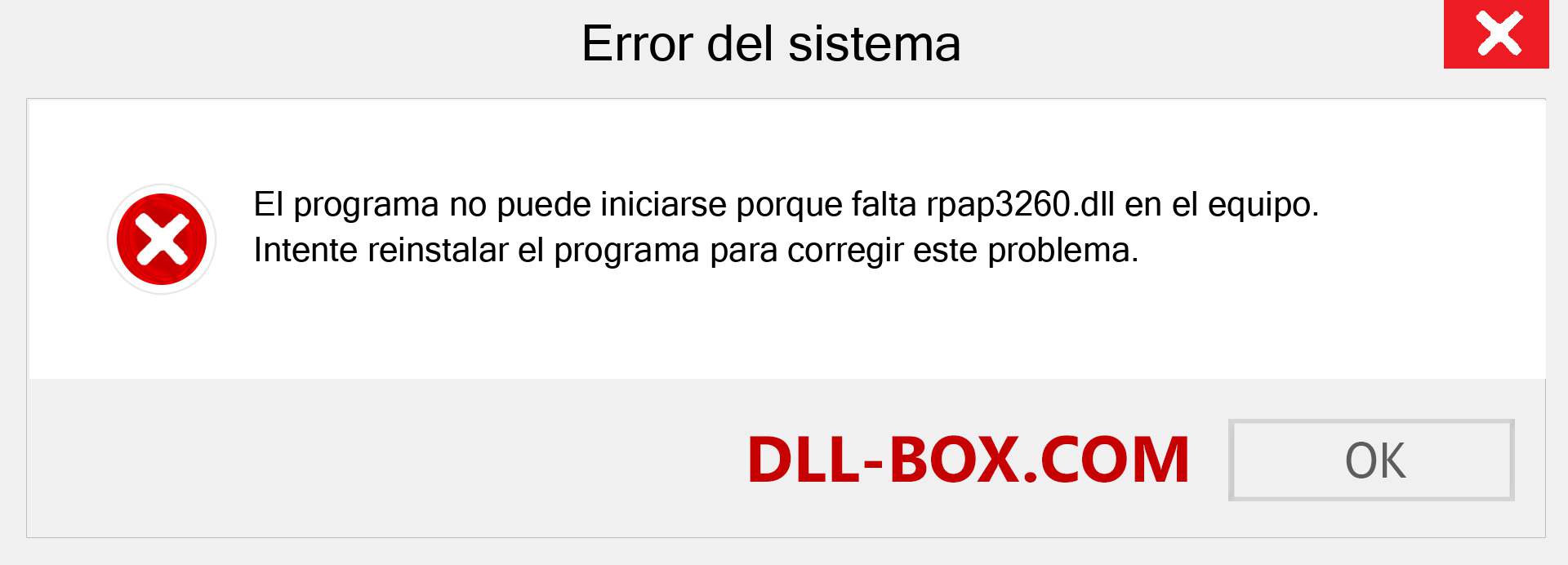 ¿Falta el archivo rpap3260.dll ?. Descargar para Windows 7, 8, 10 - Corregir rpap3260 dll Missing Error en Windows, fotos, imágenes