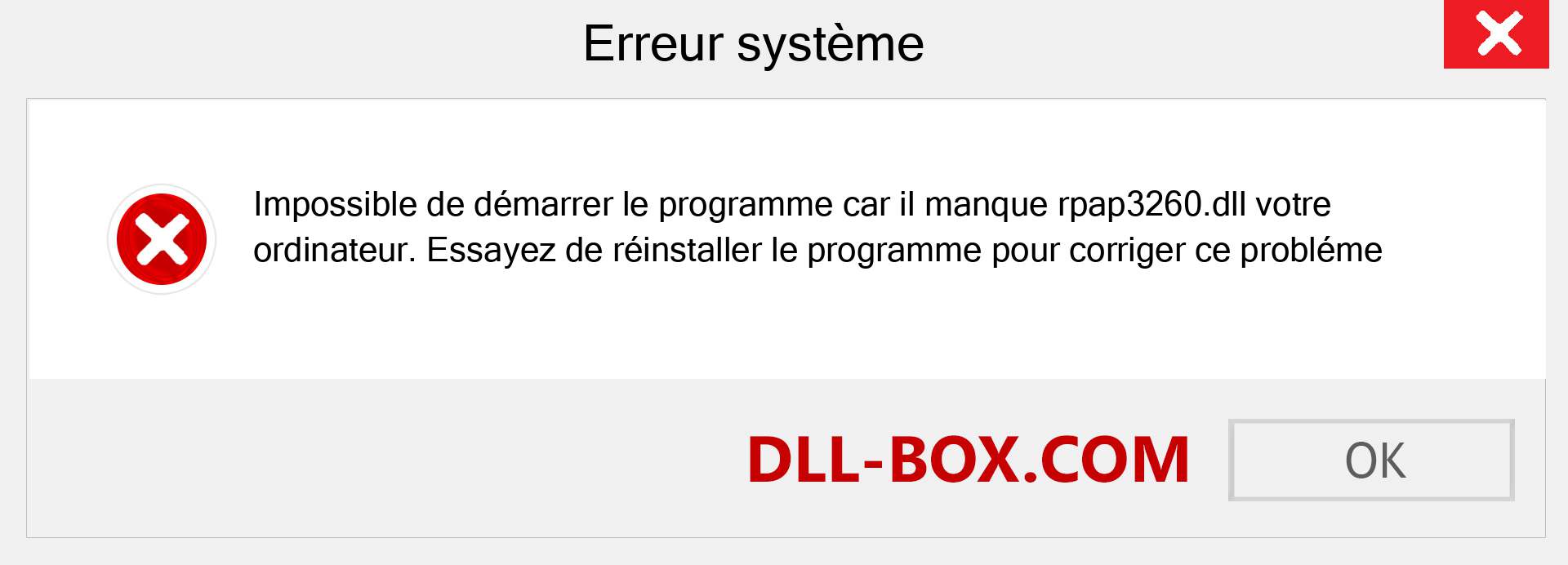 Le fichier rpap3260.dll est manquant ?. Télécharger pour Windows 7, 8, 10 - Correction de l'erreur manquante rpap3260 dll sur Windows, photos, images