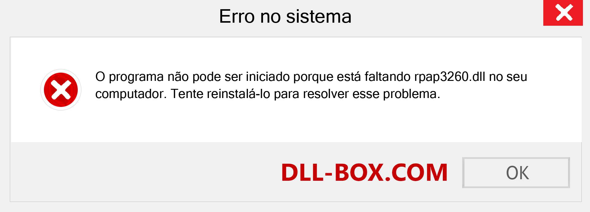 Arquivo rpap3260.dll ausente ?. Download para Windows 7, 8, 10 - Correção de erro ausente rpap3260 dll no Windows, fotos, imagens